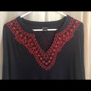 🍀 Lucky Brand blue embroidered long sleeve top